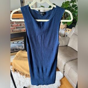 Babaton Blue Ribbed Merino Wool Sleeveless Tunic